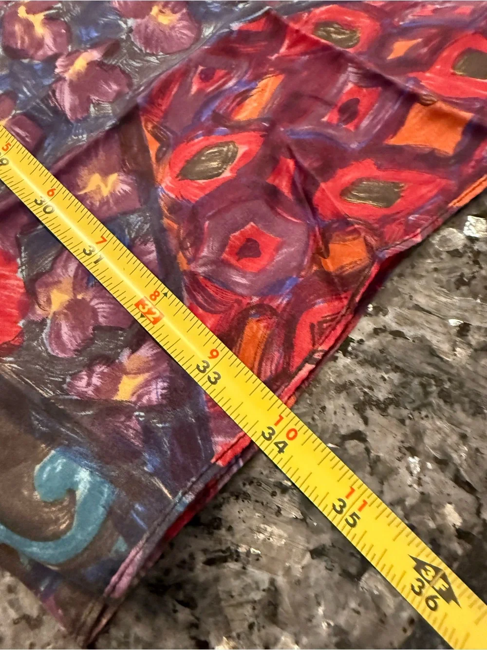 Artistic Abstract Silk Scarf 35” X 34” Approx Colorful Women’s